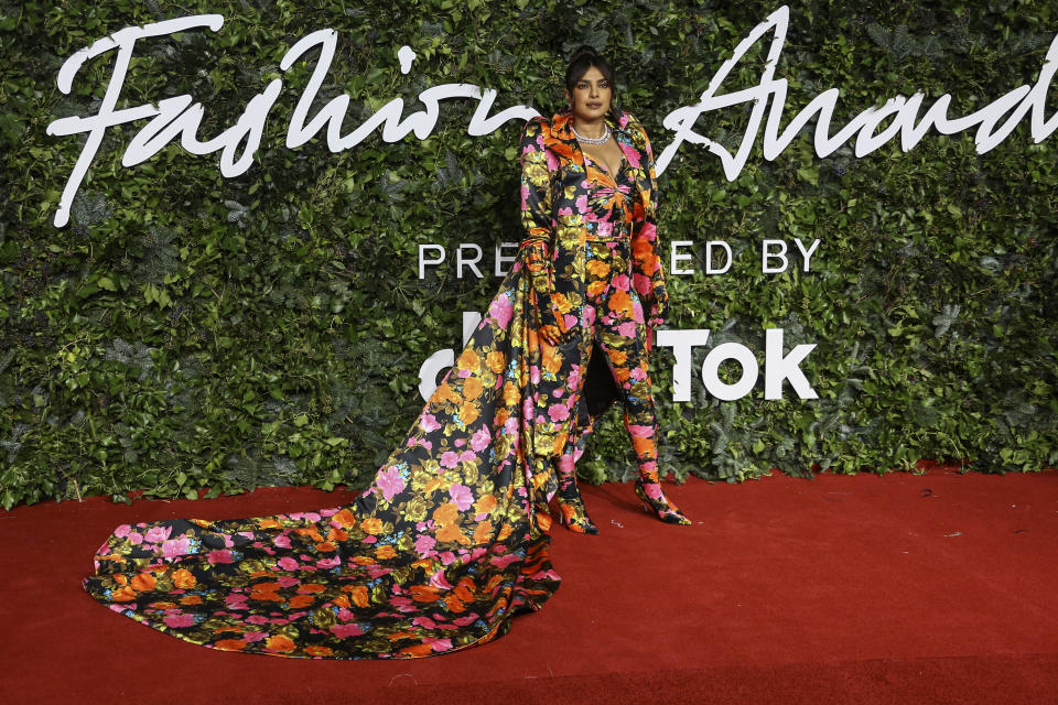 Priyanka Chopra attends The Fashion Awards 2021 at the Royal Albert Hall in London. - Credit: Joel C Ryan/Invision/AP