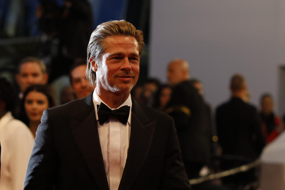 Actor Brad Pitt poses for photographers upon departure from the premiere of the film 'Once Upon a Time in Hollywood' at the 72nd international film festival, Cannes, southern France, Tuesday, May 21, 2019. (AP Photo/Petros Giannakouris)