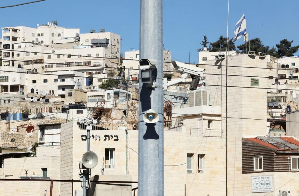 <div class="inline-image__caption"><p>A surveillance camera at a checkpoint in the flashpoint Palestinian city of Hebron on Nov. 9, 2021. </p></div> <div class="inline-image__credit"> Hazem Bader/AFP via Getty Images</div>