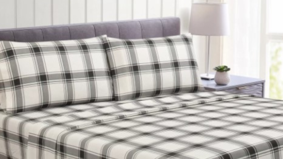 The Bee & Willow flannel sheet set offers a classic plaid with a high thread count.