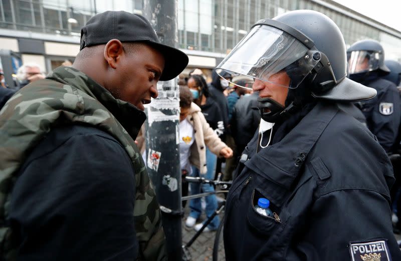 Protest against police brutality and racial inequality in the aftermath of the death in Minneapolis police custody of George Floyd, in Berlin