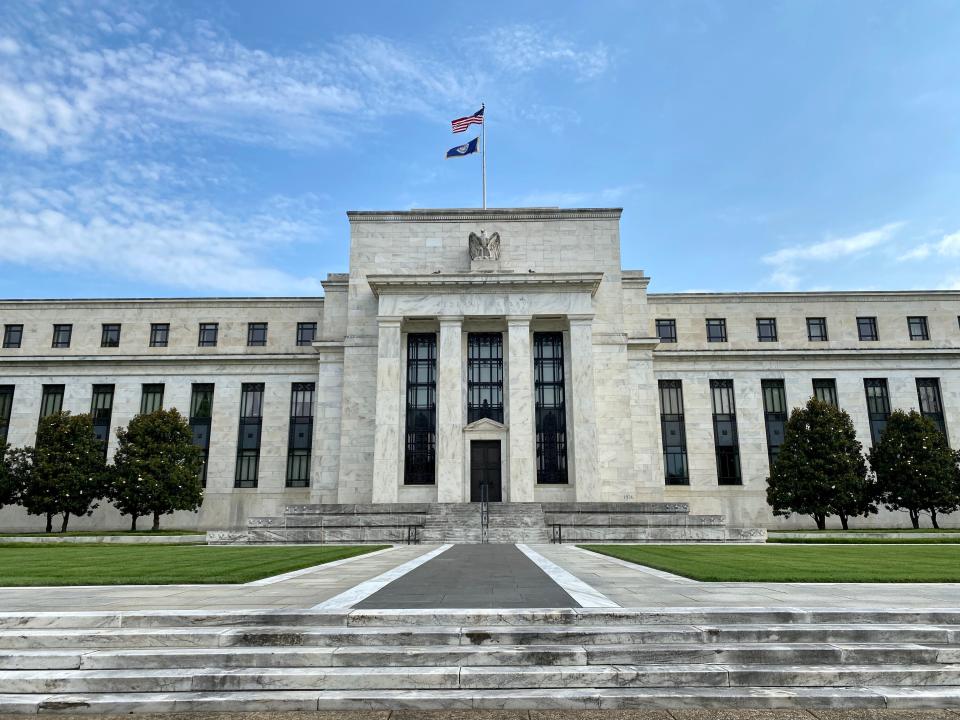 The Federal Reserve Board building is viewed on July 1, 2020 in Washington,DC. - The world's largest economy is showing signs it is rebounding faster than expected from the damage inflicted by the coronavirus pandemic, but US officials on June 30, 2020 signaled more aid may be needed to solidify the comeback. (Photo by Daniel SLIM / AFP) (Photo by DANIEL SLIM/AFP via Getty Images)