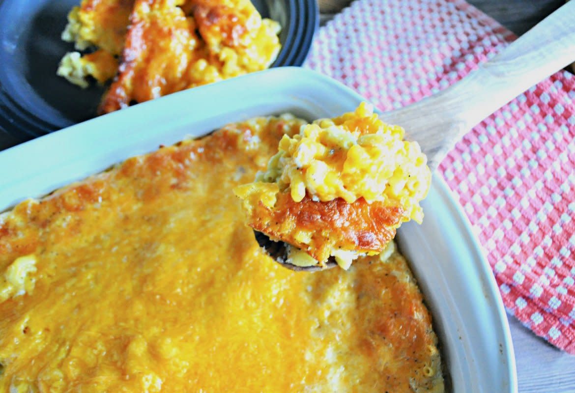 <p>Krista Marshall</p><p>The macaroni boils right in the casserole, saving you time.</p><p><strong>Get the recipe: <a href="https://parade.com/1253102/kristamarshall/no-boil-baked-macaroni-and-cheese/" rel="nofollow noopener" target="_blank" data-ylk="slk:No-Boil Baked Macaroni and Cheese;elm:context_link;itc:0;sec:content-canvas" class="link rapid-noclick-resp">No-Boil Baked Macaroni and Cheese</a></strong></p>