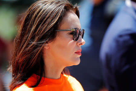 Actor Alyssa Milano takes part in a gun control protest outside of the annual National Rifle Association (NRA) convention in Dallas, Texas, U.S., May 5, 2018. REUTERS/Lucas Jackson