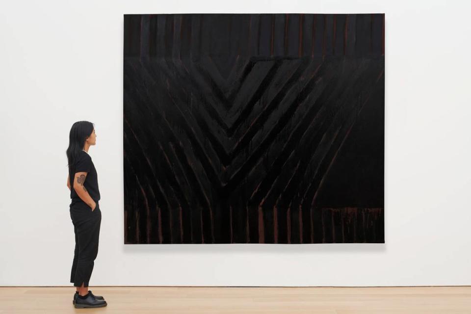 Frank Stella’s first black painting, “Delta.”