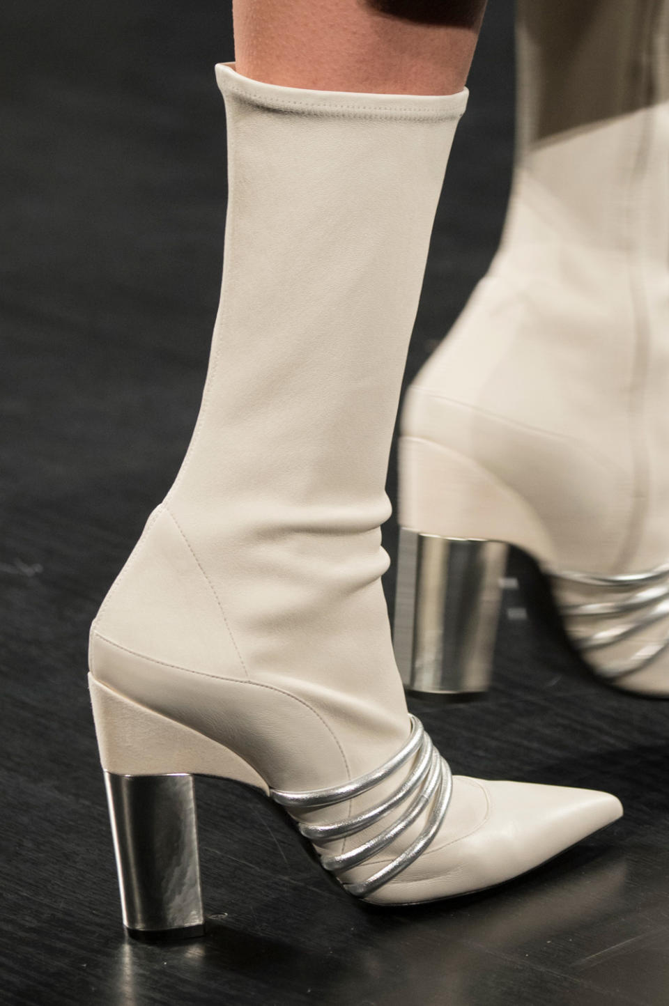 Ivory Suede Boots with Metal Ring Detail, Prabal Gurung Fall/Winter 2017