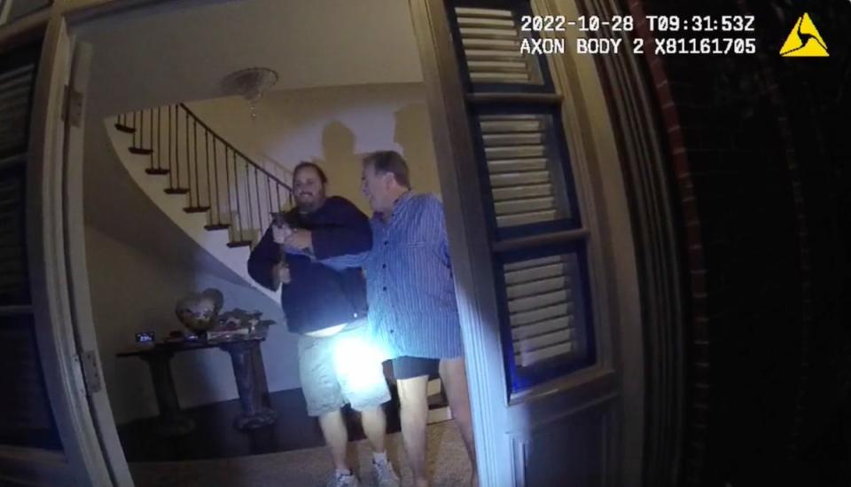 Footage of DePape’s ‘unprecedented’ attack at the Pelosi’s San Francisco home in September 2022 was caught on police bodycam (AP)