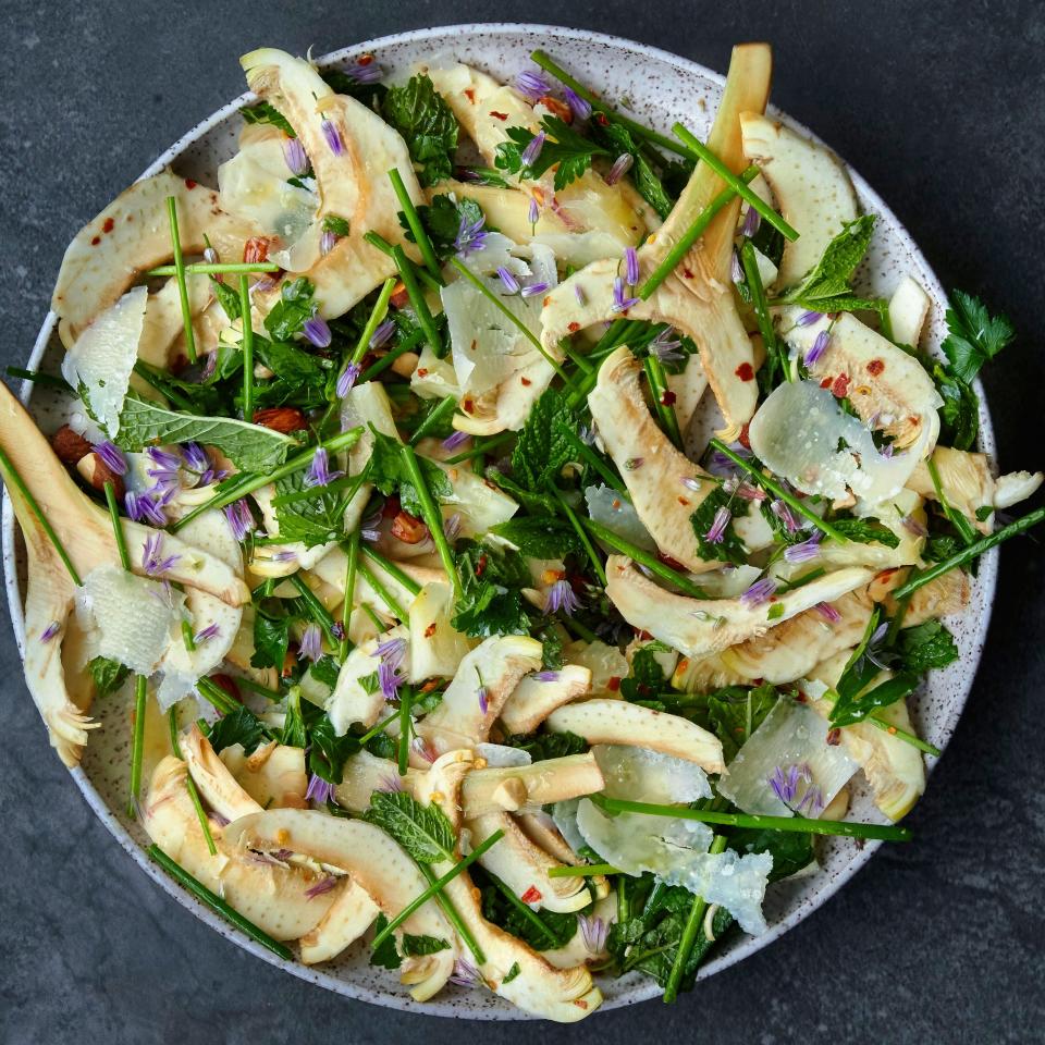 Raw Artichoke Salad with Herbs, Almonds, and Parmigiano
