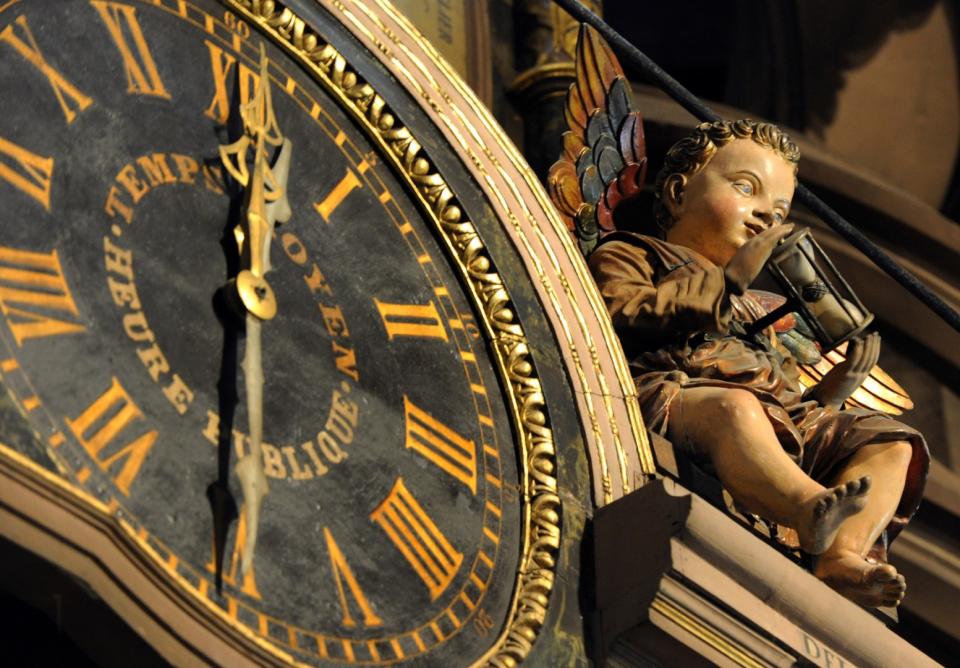 <span>L'horloge astronomique de Strasbourg, photographiée le 29 octobre 2010</span><div><span>Patrick HERTZOG</span><span>AFP</span></div>