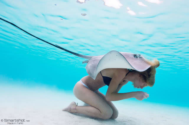 Amazing underwater pictures of woman with stingray