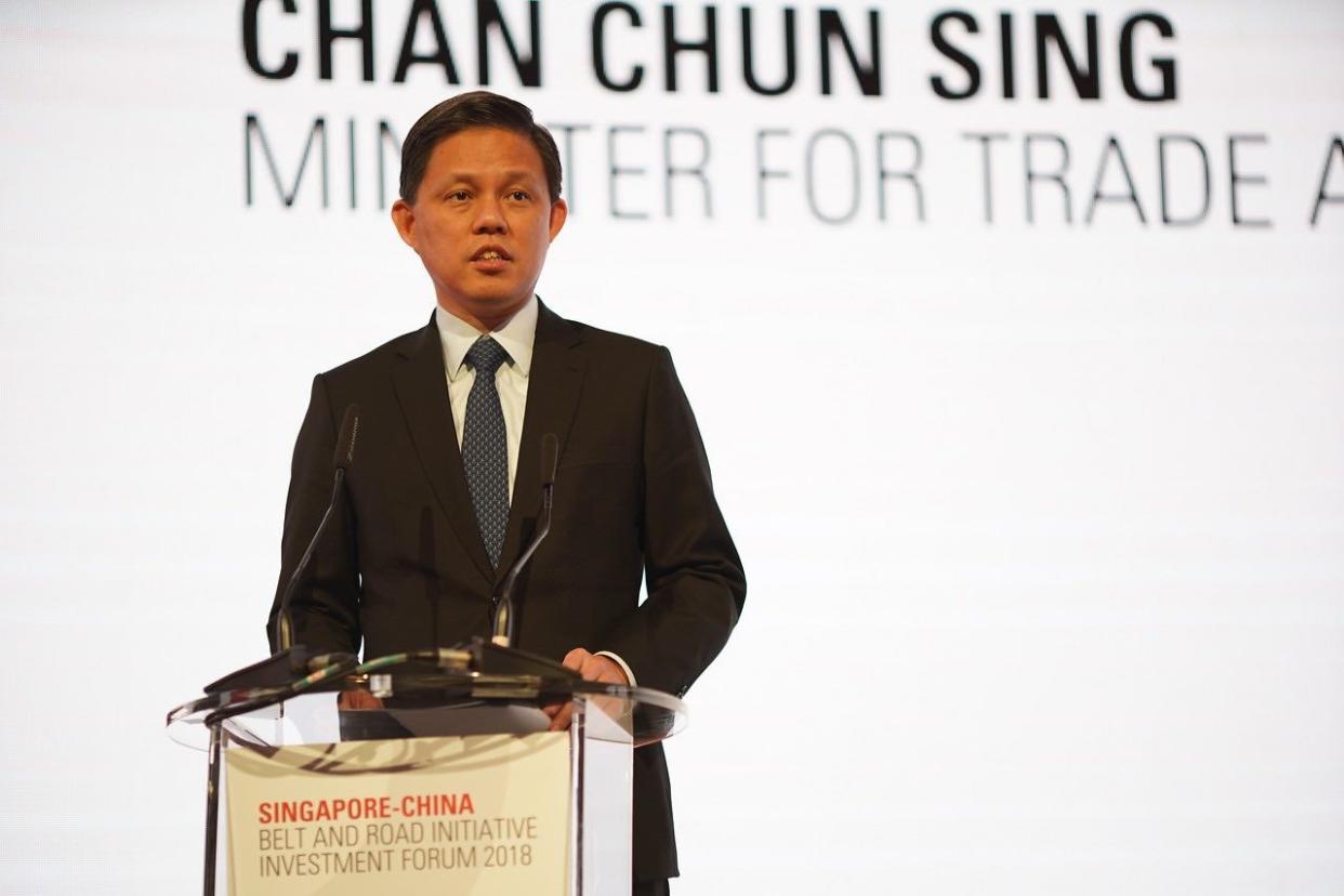 Minister for Trade and Industry Chan Chun Sing at the Belt and Road Initiative in Singapore on 25 Oct 2018. (Photo: MCI)