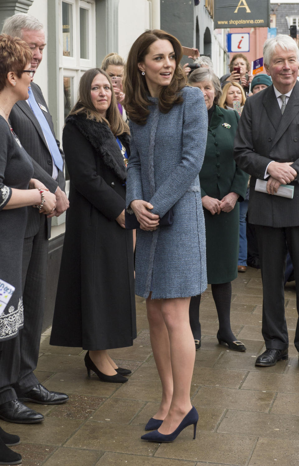 <p>A trip to Norfolk to open a charity shop saw Kate pick a tweet M Missoni coat that has been seen on her several times before. Accessories included navy Prada pumps and a matching Stuart Weitzman clutch.</p><p><i>[Photo: PA]</i></p>
