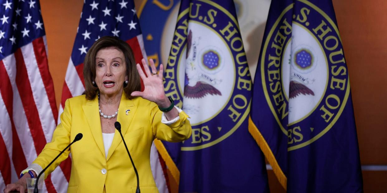 House Speaker Nancy Pelosi at her weekly news conference on Capitol Hill on June 16, 2022.