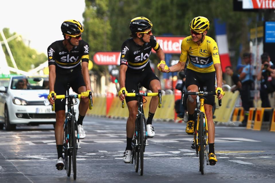 A Rapha-clad Team Sky, led by Chris Froome (UK) wins the 2016 Tour de France. Source: Getty Images