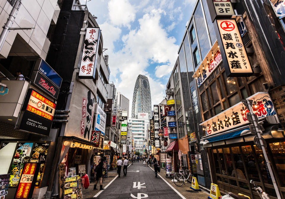 A clean street in downtown Tokyo.