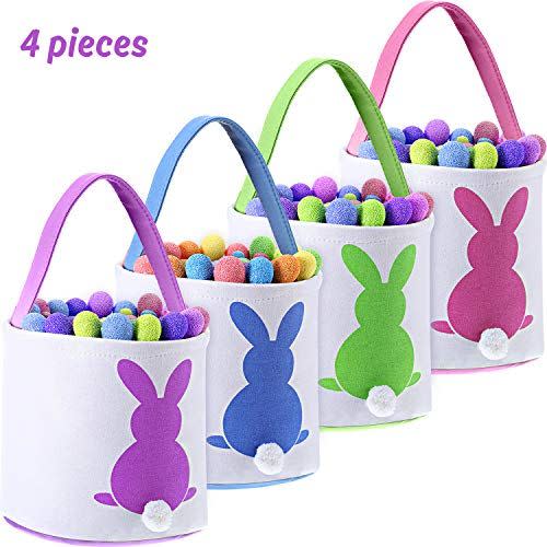 20) 4 Pieces Easter Bunny Basket Bags Canvas Gift Basket