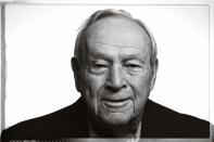 <p>Arnold Palmer poses for a portrait during a sponsors message video shoot for the Arnold Palmer Invitational Presented By MasterCard at the Winnie Palmer Hospitalon February 27, 2015 in Orlando, FL. (Photo by Chris Condon/PGA TOUR) </p>