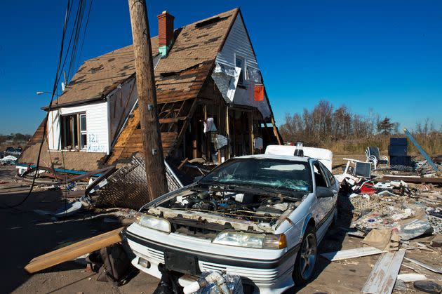 Damage from Superstorm Sandy seen in Staten Island, New York, Nov. 6, 2012. (Photo: PAUL J. RICHARDS via Getty Images)