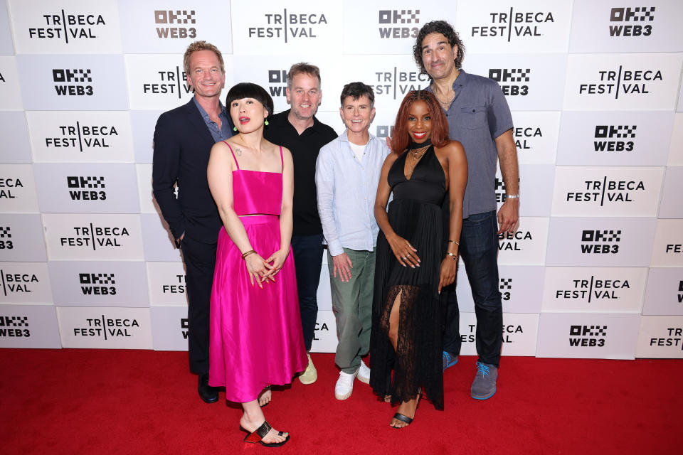 Neil Patrick Harris, Atsuko Okatsuka, Mike Birbiglia, Tig Notaro, London Hughes, and Gary Gulman attend Hartbeat's "Group Therapy" Premiere