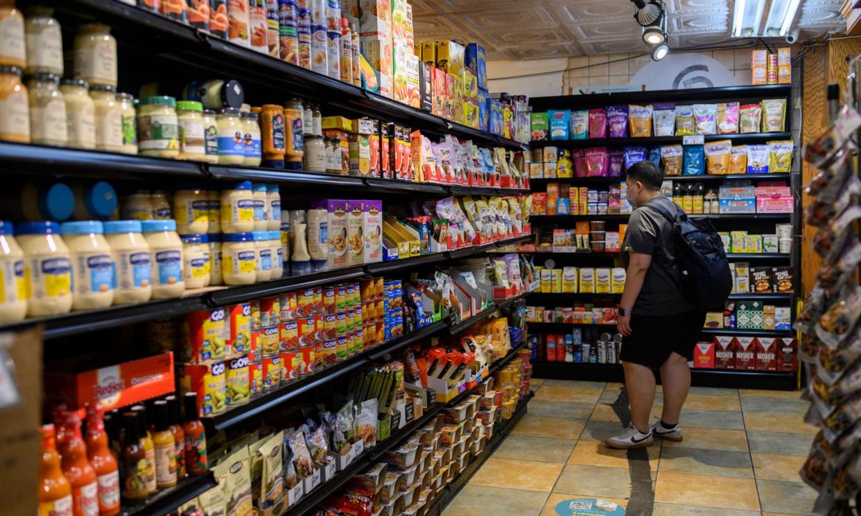 <span>A supermarket in New York City.</span><span>Photograph: Angela Weiss/AFP/Getty Images</span>
