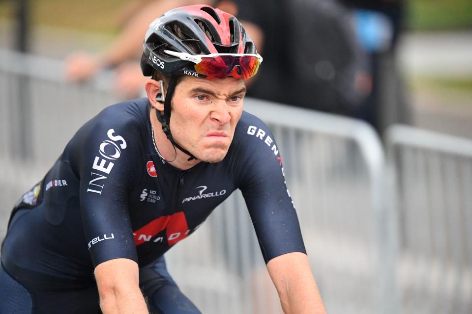 Team Ineos rider Great Britain's Luke Rowe crosses the finish line at the end of the 1st stage of the 107th edition of the Tour de France.