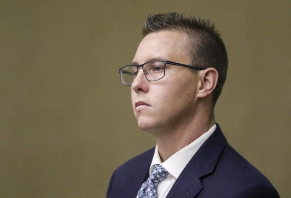 San Luis Obispo developer Ryan Wright, whose last name was formerly Petetit, listens in court during his second arraignment in September 2016, where he pleaded not guilty to felony charges stemming from domestic violence he committed against a girlfriend. Wright has now been federally indicted for a bribery scheme with late San Luis Obispo County Supervisor Adam Hill.