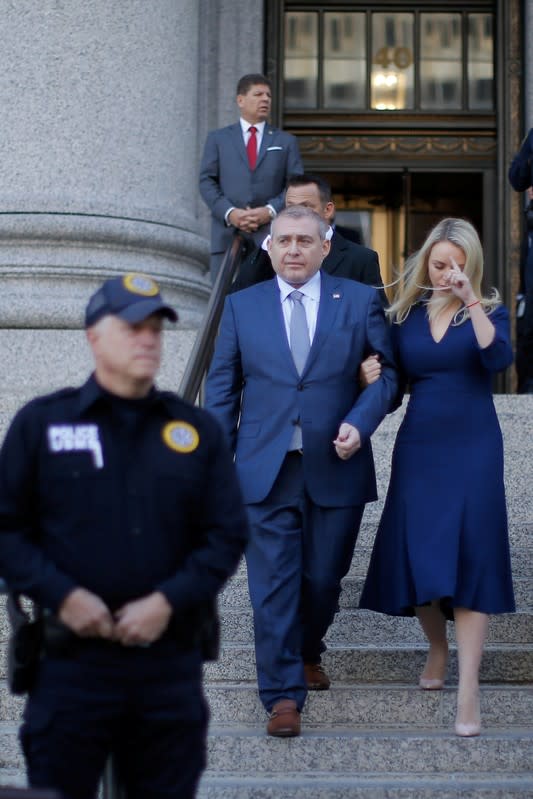 Ukrainian-American businessman Lev Parnas exits following his arraignment at the United States Courthouse in the Manhattan borough of New York