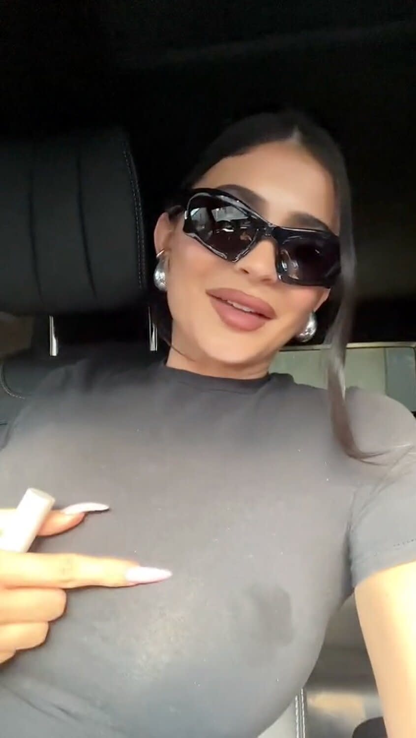 Kylie Jenner Notices Stained Shirt During TikTok Makeup Tutorial: 'Looks Like I'm Lactating'