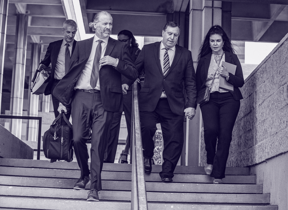 Miami Commissioner Joe Carollo is seen leaving federal court in Fort Lauderdale with his wife and two of his attorneys. Public records recently obtained by the Miami Herald show that Miami taxpayers have been footing the commissioner’s legal costs and so far have been billed almost $2 million. Pedro Portal/pportal@miamiherald.com