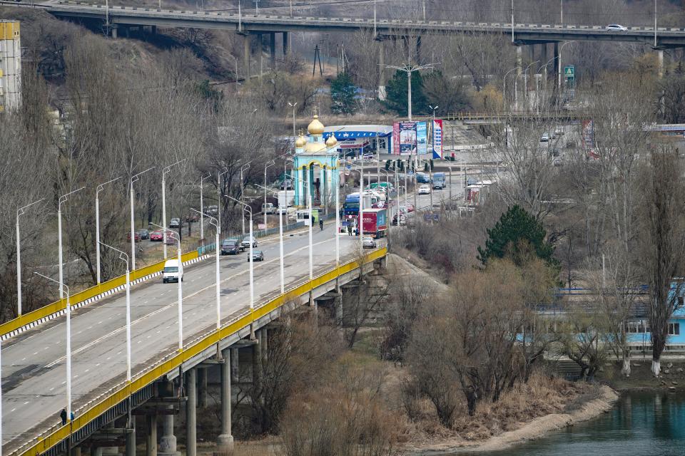 A border-crossing station sits on the east side of the Dniester River on the border from Moldova into Transnistria, a breakaway region within Moldova that borders Ukraine. Friday, March 25, 2022