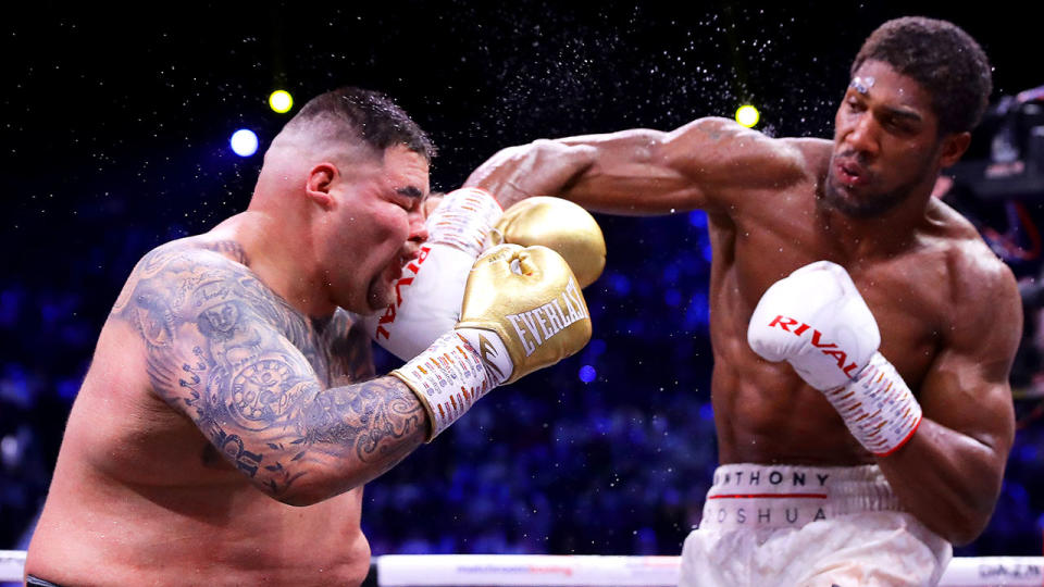 Seen here, Anthony Joshua hits Andy Ruiz Jnr with a fierce right hand.