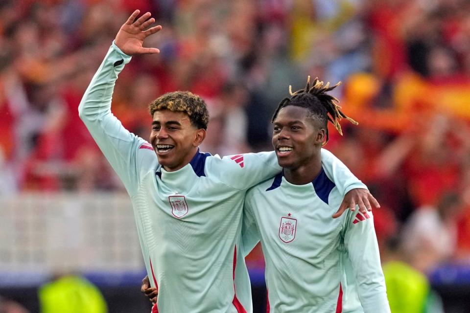 Lamine Yamal (left) and Nico Williams can be symbols of Spain’s future – in more ways than one (Copyright 2024 The Associated Press. All rights reserved)