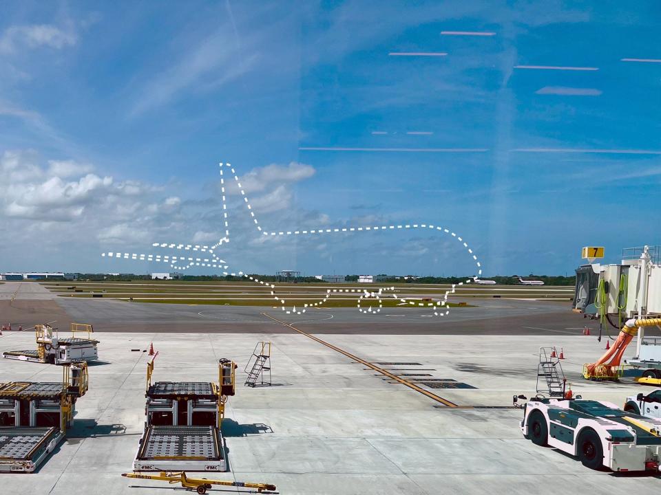 Melbourne Orlando International Airport officials circulated this teaser photo Monday depicting the outline of an unidentified jetliner.