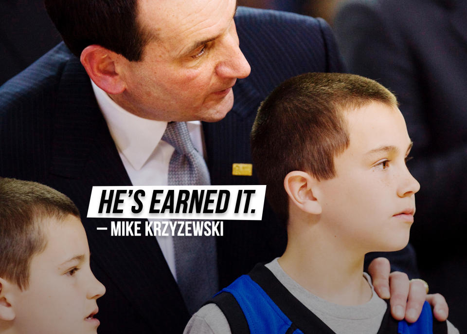 Duke coach Mike Krzyzewski tells The News and Observer about <a href="https://sports.yahoo.com/duke-blue-devils-coach-k-mike-krzyzewski-grandson-walk-on-michael-savarino-225051732.html" data-ylk="slk:coaching his grandson Michael Savarino;elm:context_link;itc:0;sec:content-canvas;outcm:mb_qualified_link;_E:mb_qualified_link;ct:story;" class="link  yahoo-link">coaching his grandson Michael Savarino</a> who will be a preferred walk-on next season.