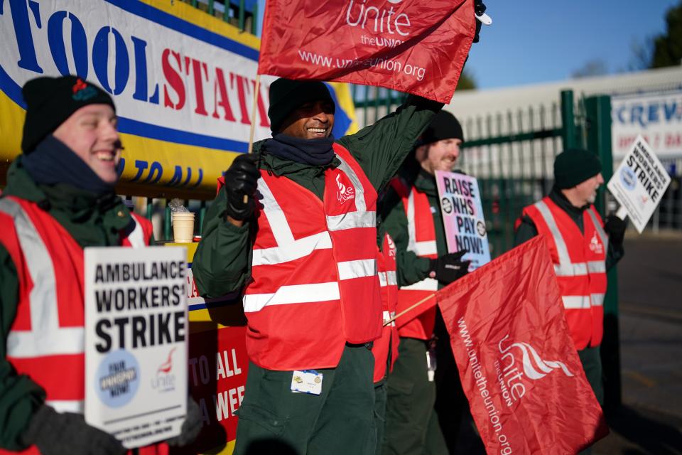 Ambulance staff in Birmingham (PA)