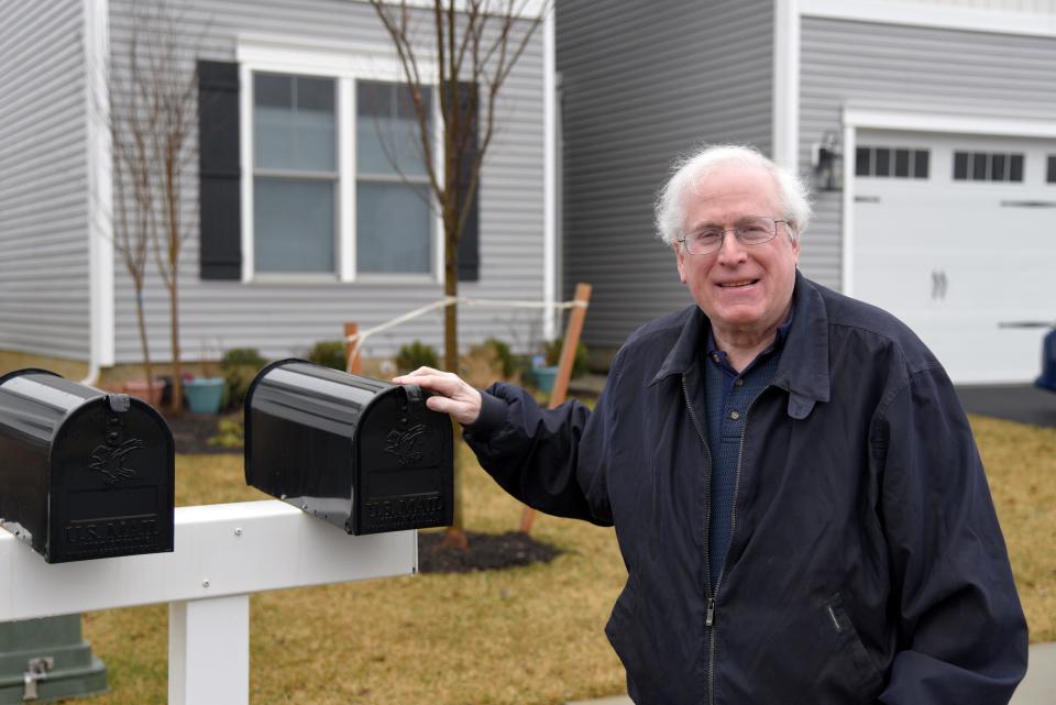 Richard Kay by his mailbox in Manalapan Crossing on March 3, 2024 in Manalapan, New Jersey. Residents have not been getting mail delivered by the United States Postal Service to their mailboxes since moving in.