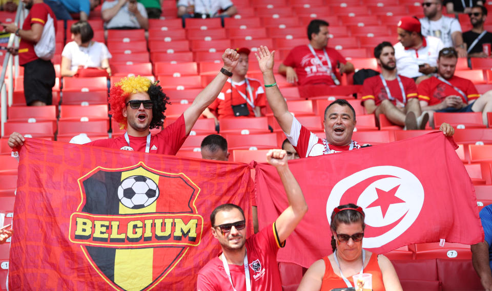Peace mission: fans of Belgium and Tunisia come together before kick-off