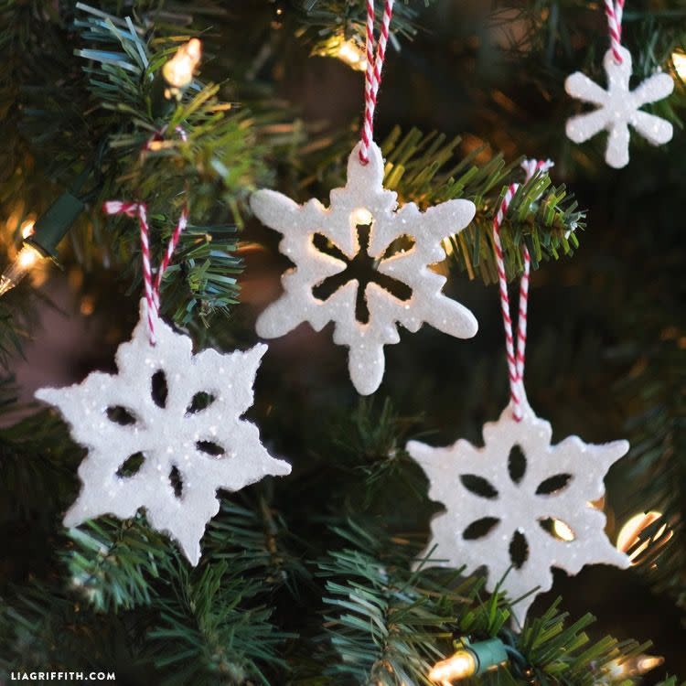 DIY Clay Snowflake Ornament with Glitter