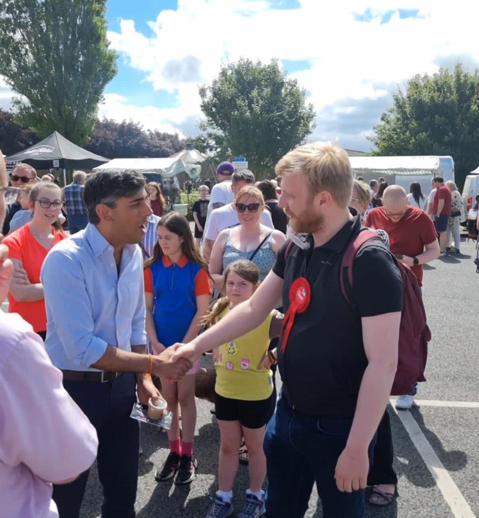 Tom Wilson met the prime minister briefly on Sunday, shaking hands while both out campaigning in the constituency (Tom Wilson)