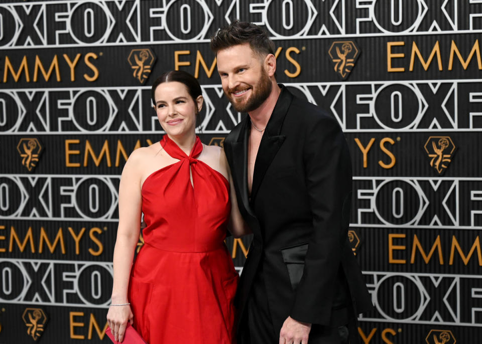 <p>Emily Hampshire and Bobby Berk at the 75th Primetime Emmy Awards held at the Peacock Theater on January 15, 2024 in Los Angeles, California.</p>