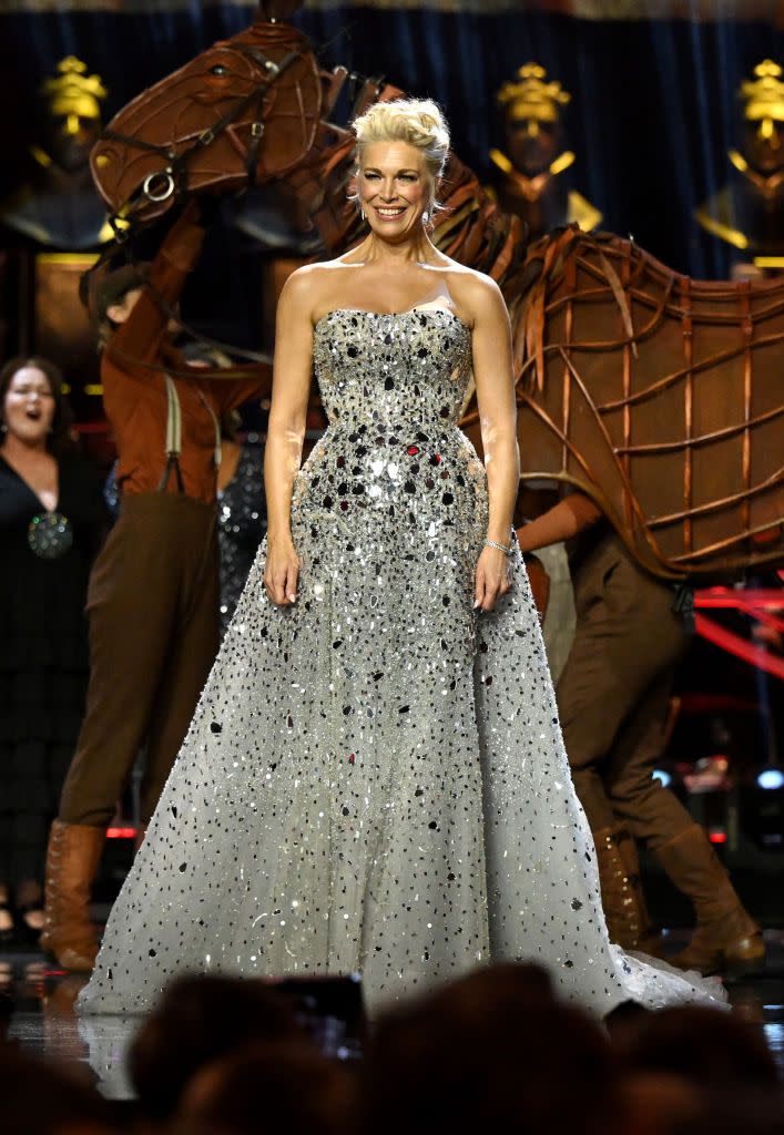 london, england april 14 hannah waddingham performing on stage during the olivier awards 2024 at the royal albert hall on april 14, 2024 in london, england photo by jeff spicergetty images for solt