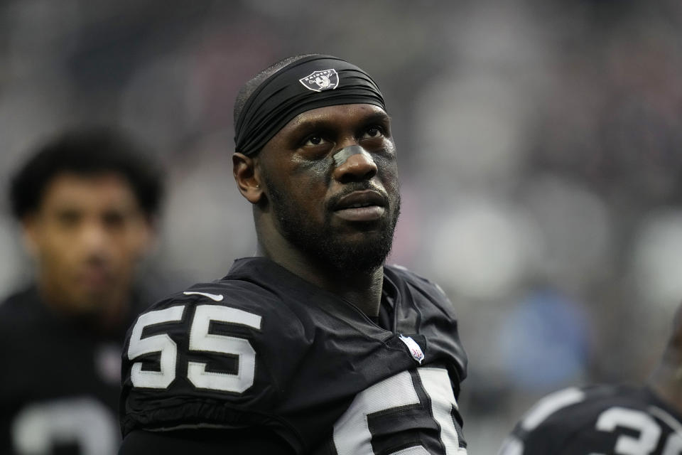 Chandler Jones' release comes after a turbulent week that saw him arrested for allegedly violating a protective order. (AP Photo/John Locher, File)