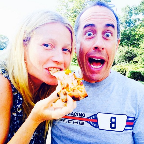 Jerry Seinfeld was understandably shocked when his Goopy friend Gwyneth Paltrow bit into a slice of cheesy, crusty pizza brimming with carbs. We’re sure she did a cleanse right after, but the photo that resulted from her diet-be-damned moment was pretty awesome! (Photo: Instagram)