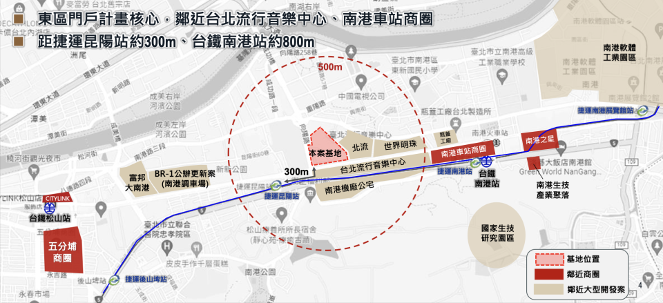 台電南港電力修護處基地都更位置，基地面積達3.06公頃（約9,245坪），土地權屬99.9%以上為台電所有。台電公司提供