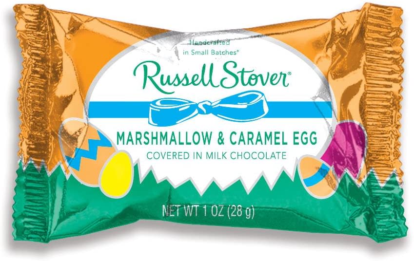 Russell Stover Easter Marshmallow & Caramel Egg Milk Chocolate Box, 36 Pack. Image via Amazon.