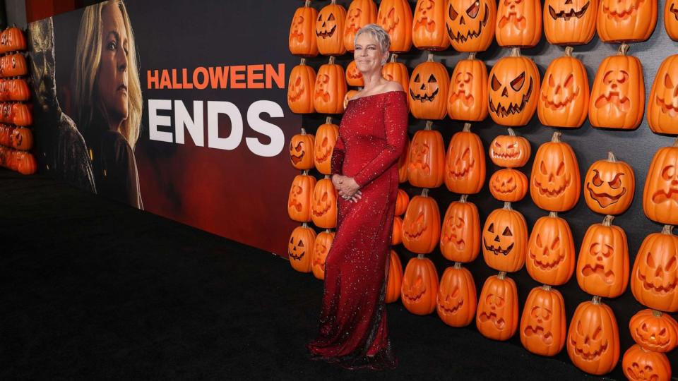 PHOTO: Jamie Lee Curtis at the premiere of 'Halloween Ends' held at TCL Chinese Theatre on Oct. 11, 2022 in Los Angeles. (Mark Von Holden/Variety via Getty Images)