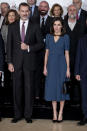 <p>Parece que el vestido se ha convertido en uno de los favoritos de la reina, que también lo lució el 7 de febrero de 2019 durante una reunión de la Fundación del Teatro Real. (Foto: BorjaB.Hojas / Getty Images)</p> 
