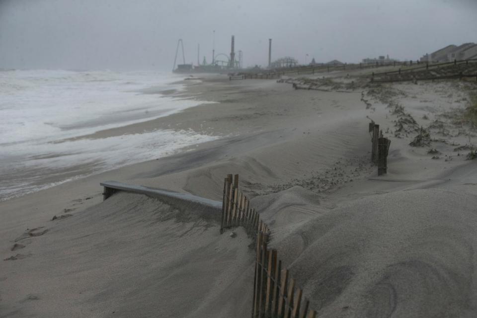 Remnants of Hurricane Ian and a coastal low collide to produce strong northeast winds and massive waves. The severe coastal weather has caused beach erosion and the loss of the lower dune between 8th and 4th Avenues.  Ortley Beach, NJMonday, October 3, 2022