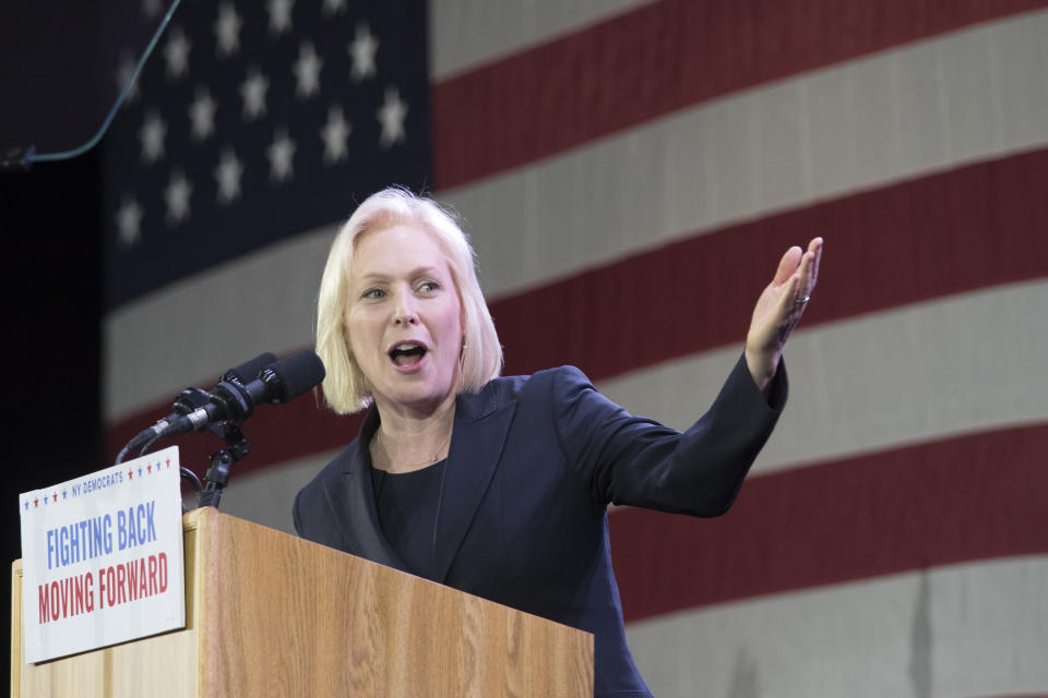 <span class="s1">Sen. Kirsten Gillibrand at a watch party Nov. 6, when she was re-elected. (Photo: Mary Altaffer/AP)</span>