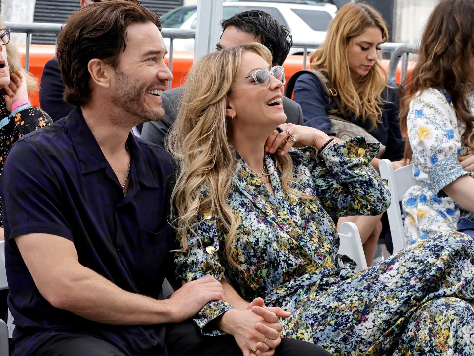 Tom Pelphrey and Kaley Cuoco attend as Greg Berlanti is honored with a star on the Hollywood Walk of Fame on May 23, 2022 in Hollywood, California.